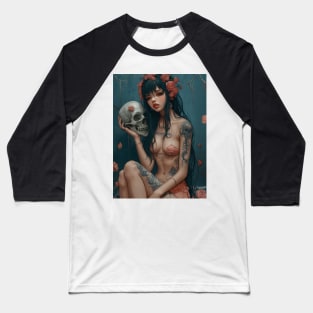 Geisha and skull 93011 Baseball T-Shirt